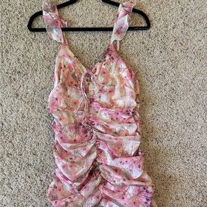 Floral Pink Ruched Dress